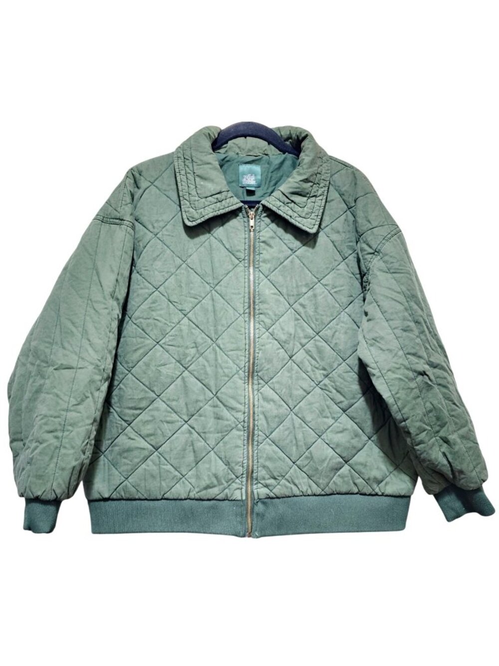 Wild Fable Quilted Green Bomber Jacket With Ribbed Cuffs & Hem Size L